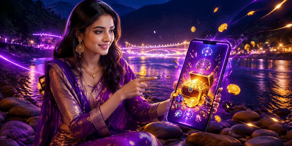 A Bangladeshi user enjoying mobile casino under neon lights in Sylhet